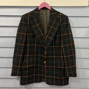 Vintage 70s Hardy Amies Plaid Wool Blazer